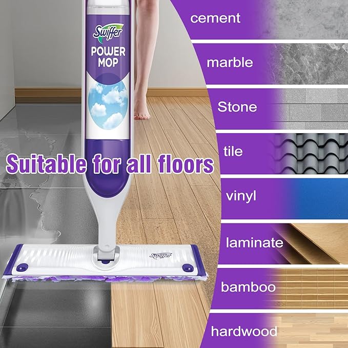 80 Pack Power Mop Refill Pads for Swiffer Power Mop , Disposable Swifter Wet Pad Refills for Swiffer, Replacement Spray Wet Pads Refills for Multi-Surface&Wood Floor Cleaning