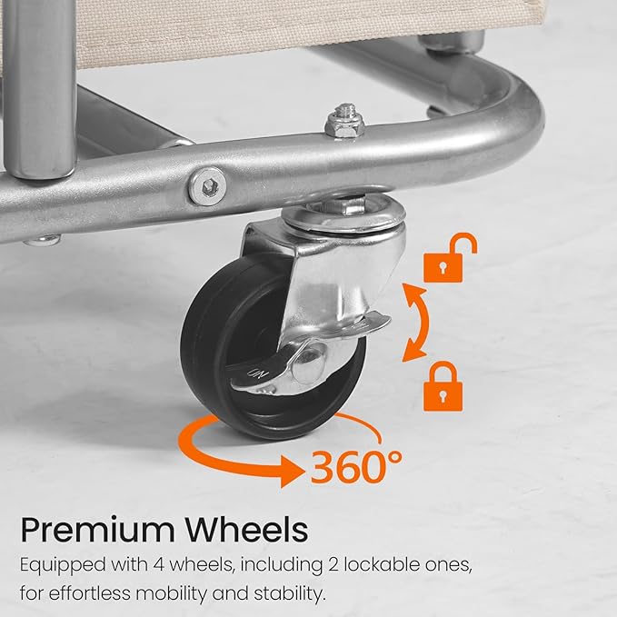 Laundry Sorter, 313L Large Laundry Basket, Rolling Hamper, Minimalist Laundry Organizer on Wheels, for Laundry Room, Bedroom, Guest Room, Beige TXY09WM