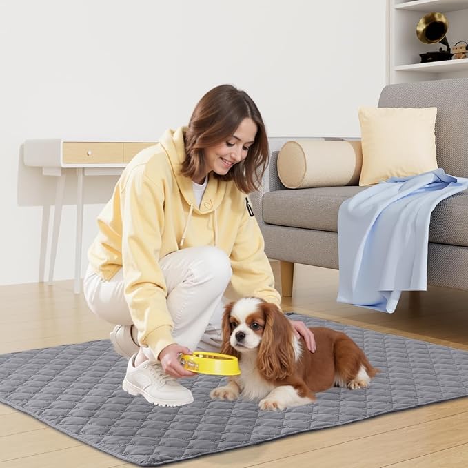 Smiry Waterproof Dog Bed Cover Blanket, Soft Reversible Pet Blanket, Washable Leakproof Cats Dogs Couch Cover for Sofa, Couch, Furniture, Plaid (30x53 Inch, Grey/Dark Grey)