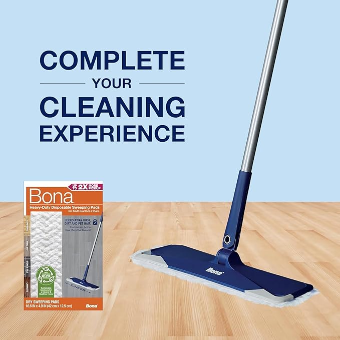 Bona Sweeping Pads for Multi-Surface Floors - 24 Refills - Heavy-Duty & Disposable XL Microfiber Pads Sweep Away Dust, Dirt, & Pet Hair
