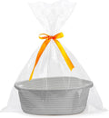 Pro Goleem Small Woven Basket with Gift Bags and Ribbons Durable Baskets for Gifts Empty Small Rope Basket for Storage 12"X 8" X 5" Baby Toy Basket with Handles, Gray