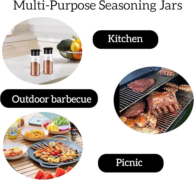 6 Pcs Plastic Spice Jars with Shaker Lids, 3 oz Seasoning Containers, Round Empty Spice Bottles Storage Clear Seasoning Bottles Storage Spice, Peppers, Salt for Spice Rack, Drawer, Cabinet