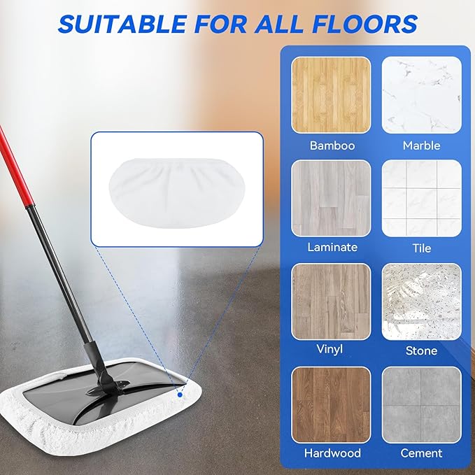 8"x15" Mop Replacement Head Compatible with Cedar Hardwood Floor'N More Microfiber Mop- Reusable Mop Pads Refill Cotton Cloth Mop Covers for Wet and Dry Use - 15x8 Inch - 8 Pack