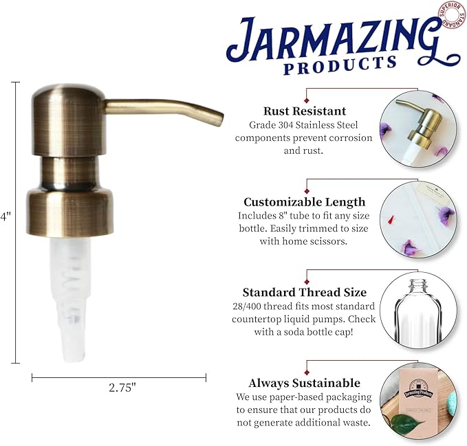 Brass Soap and Lotion Replacement Pump - Bird Head - Two Pack