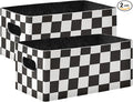 Checkered Black Closet Storage Bins 2 Pcs Felt Open Home Storage Containers Organizer with Handles Collapsible Shelf Basket for Home Office Craft Room Classroom Fabric