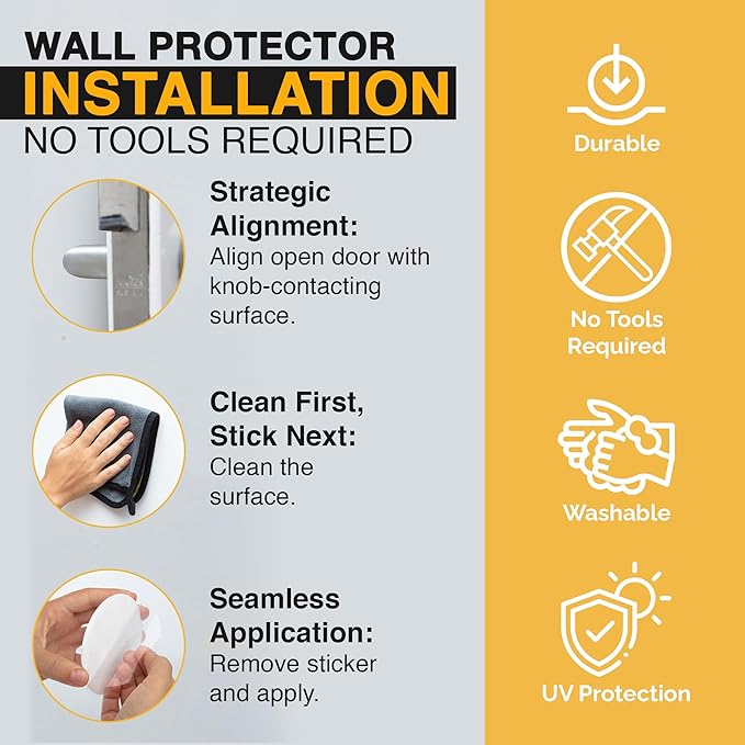 Ducki Wall Protectors - 4 Frosted Glass - Self Adhesive, Reusable Solution for Stopping Wall Damage & Noise from Doors,Refrigerator & More in Your Home or Office -Durable, Shock Absorbent & Discreet