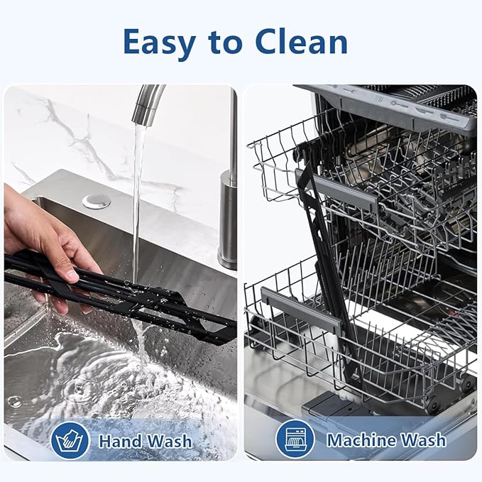 Credon Triangle Roll Up Dish Drying Rack, Foldable Anti-Slip Kitchen Sink Drainer Organizer, Silicone Coated Stainless Steel Frame, Multipurpose Over Sink Corner Caddy for Space Saving (Black)