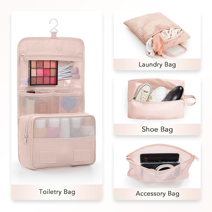 OlarHike 8 Set Compression Packing Cubes,Christmas Gifts for Women Mom Girl,Compressible Expandable Luggage Clothes Organizer for Travelers,Airplane/Cruise/Car/Train Travel Essentials(Beige2)