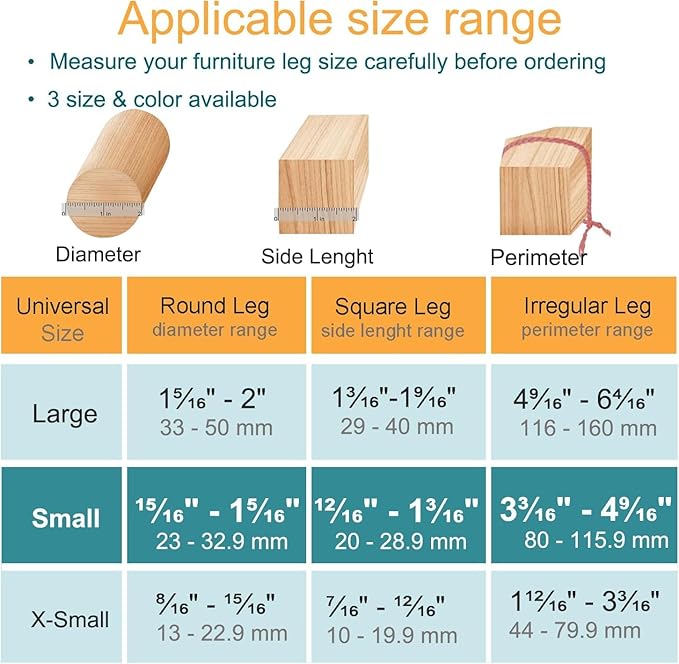 32 Pcs Chair Leg Protectors for Hardwood Floors, Silicone Felt Furniture Leg Cover Pad for Protecting Floors from Scratches and Noise, Smooth Moving, Small(Fit Round Diameter：5/16" to 1-5/16")