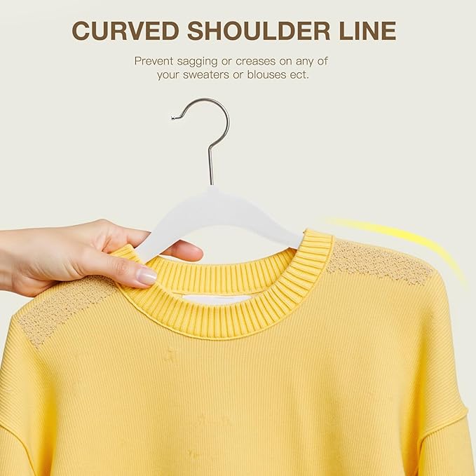 Korpai 24-Pack White Velvet Hangers with Clips Adjustable,Outfit Hangers,Heavy-Duty,Non-Slip,Space Saving, Felt Hanger for Pants, Skirts, Suits,Coats, Dresses ect.