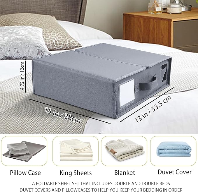 Bed Sheet Organizers and Storage - 8 Pack, Foldable Sheet Cube Storage Container Linen Closet Organizers, Duvet Covers and Pillowcases Storage Box for Bedding Blankets Towels (8 PCS)