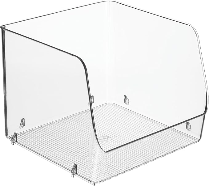 iDesign Open-Front Storage Bin - All-Purpose Bin for Kitchen, Bathroom, or Office - Clear - Made in USA