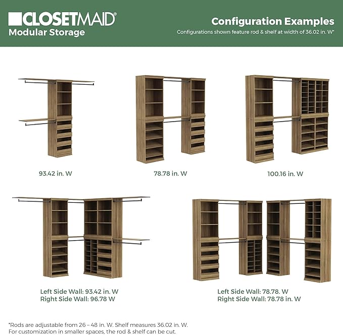ClosetMaid Modular Adjustable Divided Storage Shelving Unit Organizer, 15.94-Inch D x 40.3-Inch H x 21.38-Inch W, Sand
