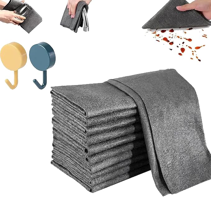 2026 New Thickened Magic Cleaning Cloth, 10/20 Counts Microfiber Streak Free Cloth, Reuseable Magic Fiber Towels Rags, Miracle Cloths for Glass, Kitchen and Vehicle Windows (10pcs)