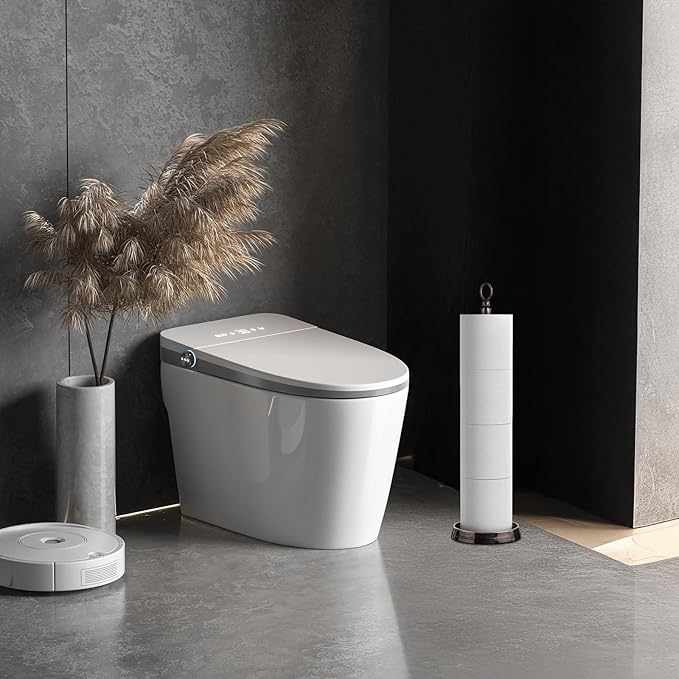 ROLABAM Heavy Weighted Toilet Paper Holder (with Reserve Function) Free Standing Toilet Paper Storage，Spare Toilet Paper Roll Holder Storage Stand for Bathroom Total Height 22.5" ，Oil Rubbed Bronze