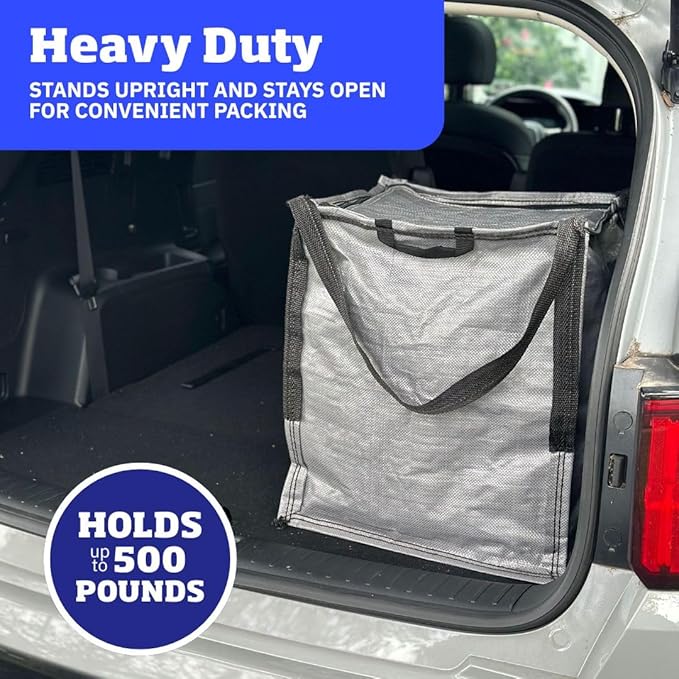 DURASACK Heavy Duty Storage Tote Bag with Zipper Top 22-Gallon Rugged Woven Polypropylene Moving Bag, Reusable Self-Standing Design, Holds up to 500 Pounds, Pack of 4, Gray
