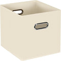 STOREONE Fabric Storage Bins Cubes Baskets Containers-(11X11X11) with Dual Handles for Shelf Closet, Nursery Home ， Bedroom Organizers, Foldable Set of 1 (Creamy- White )