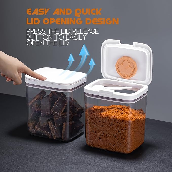LivLab Brown Sugar Container- 2 Qt/2L Airtight Brown Sugar Keeper Storage Container Flour Container Coffee Canister with Spoon Food Cereal Bins Household for Kitchen Pantry (W-2.0A)