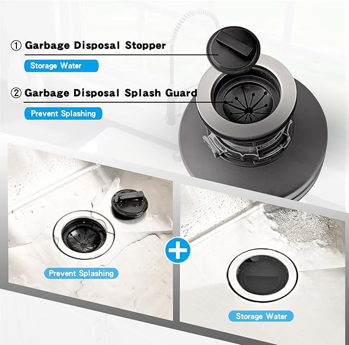 RQYEKDO Garbage Disposal Splash Guard with Garbage Disposal Drain Cover for Sink, 3 1/8 Inch Rubber Garbage Disposal Stopper and Sink Baffle Drain Plugs for Waste King, Whirlaway and GE Models