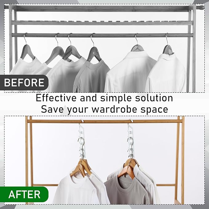 8 Pcs Space Saving Hangers for Clothes, Heavy Duty Plastic Space Saver Vertical Hanger, Closet Storage Organizer, College Dorms & Storage Closet Organizer for Shirts Pants Jeans