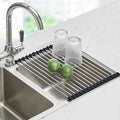 Seropy Roll Up Dish Drying Rack Over The Sink Drying Rack for Kitchen Counter, Folding Dish Rack Over Sink Mat, Stainless Steel Dish Drainer Rack Kitchen Sink Organizer Accessories 17.5"x13.7"