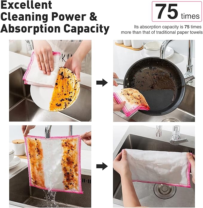 OnBrand Naturally Wood Fiber Cleaning Cloth, Microfiber Cleaning Cloths, 16 Pack Super Absorbing Dish Cloths for Washing Dishes, Reusable General Kitchen Towel