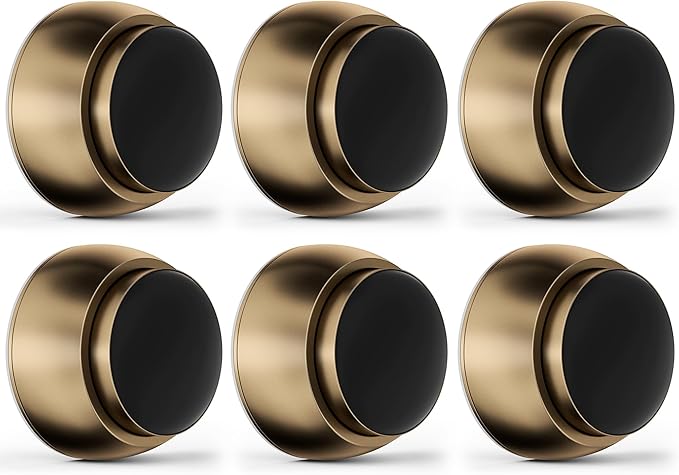6PC Door Stopper Wall Protector with Silicone Head, Aluminum Door Knob Wall Protector, Spring Shock Absorption Technology, 1.65" Door Stoppers for Wall, Adhesive Installation or with Screw, Bronze