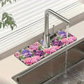 Colorful Hydrangea Sink Splash Guard Faucet Mat Purple Pink Hydrangea Super Absorbent Fast Drying Mat Sink Gadgets-Splash Guard Behind Faucet Drip Catcher for Kitchen Bathroom, 15.5"x5.5"