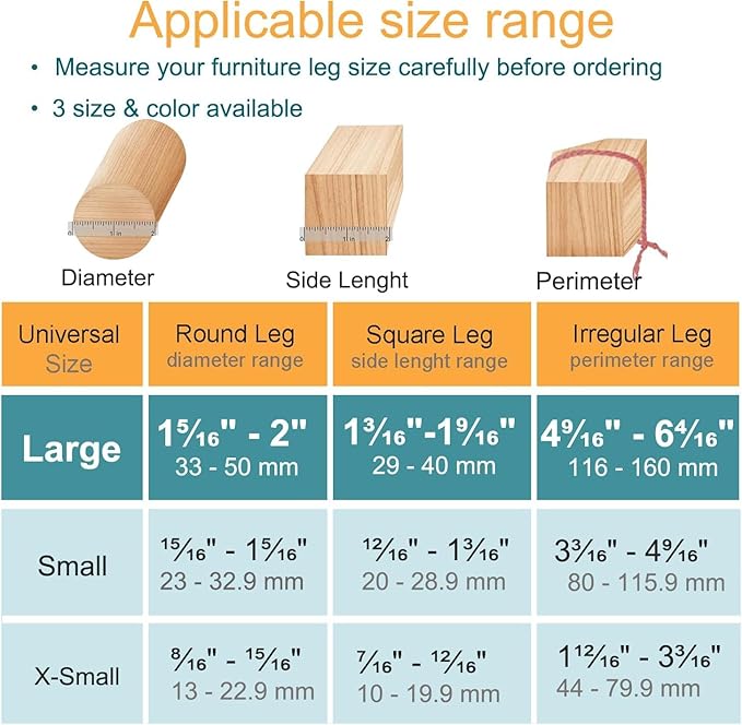 16 Pcs Chair Leg Floor Protectors - Silicone Felt Pads, Scratch-Proof & Noise-Free, Easy Smooth Moving, Large Size (Fits Round Chair Legs: 1-5/16" to 2" Diameter)