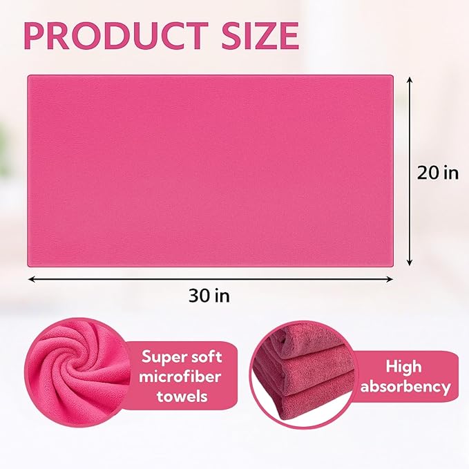 4Pcs Extra Large Microfiber Cleaning Cloths – 30x20 in Mop Towels for Floor Cleaning, Reusable, Lint-Free Floor Rags, Color-Coded, pano de Chao, trapos para trapear(4,Purple,Pink)