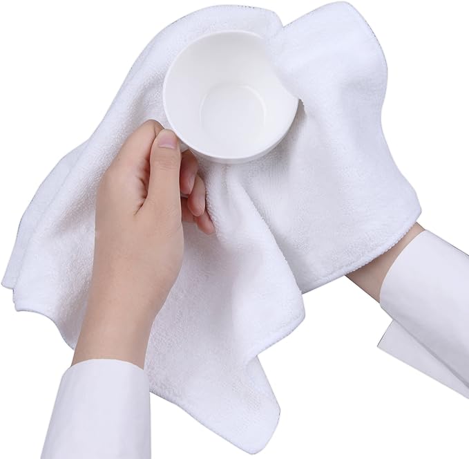 CARTMAN 14 x 14 Inch, 30 Pack, 280GSM Microfiber Cleaning Cloths, Non-Abrasive, Reusable and Washable, All Purpose Cleaning Towels for Household, Car Washing, Drying & Auto Detailing, White