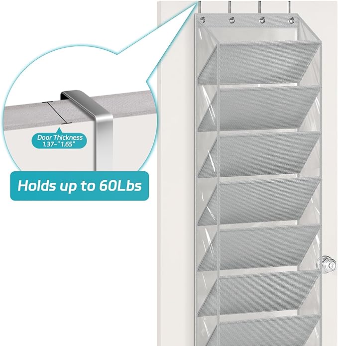 AOODA 10 Tier Clear Over the Door Shoe Organizer Storage, Deep Pockets Large Hanging Shoe Rack for Closet Door, Fit 20 Pairs Shoe Holder Hanger for Boots (Grey)