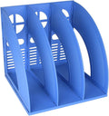 SAYEEC Magazine File Holder Desk Binder Holder Plastic File Sorter Folder Organizer Stand Book Shelf Dividers Vertical Filling Storage Rack Desktop Bookshelf Display Box for Office School Home (Blue)