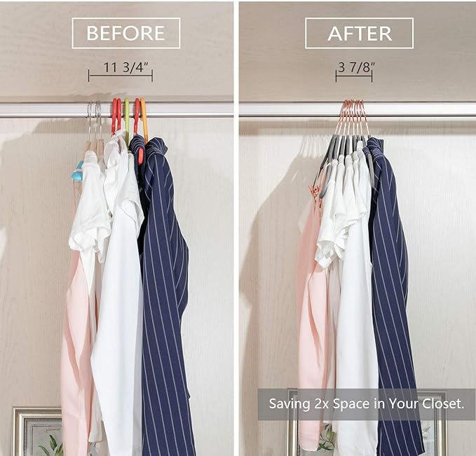 MIZGI Premium Velvet Pants Hangers with Clips (Pack of 20) Slim Skirt Hangers- Non Slip Felt Outfit Dress Hangers Gray - Copper/Rose Gold Hooks,Space Saving Shirt Clothes Hangers