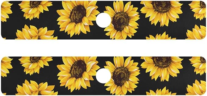 Kitchen Sink Splash Guard Sink Faucet Mat Faucet Handle Drip Catcher Drain Mats for Kitchen Bathroom Countertop Absorbent Dish Drying Mat Pad 2pack 14.7x5.4Inch Sunflowers Black