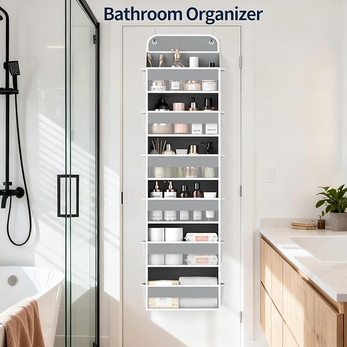 Yecaye 3 Pack Over The Door Organizer, 6-Tier Closet Door Hanging Organizer with 12 Mesh Pockets, Bathroom Organizers and Storage, Ultra Sturdy Large Capacity Over Door Storage Newborn Baby Essentials