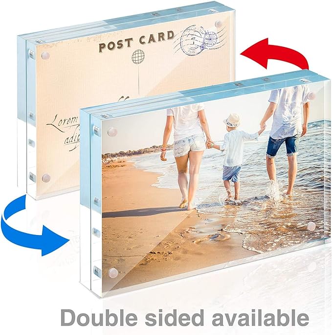 TWING 3.5x5 Inch Acrylic Picture Frame Horizontal Magnet Double Sided Photo Frame with Microfiber Cloth,12 + 12MM Thickness Clear Picture Frame Desktop Acrylic Photo Frame Display Gifts Ideal