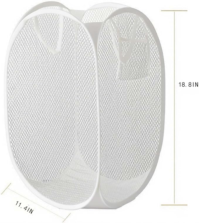 Mesh Laundry Hamper, Foldable Pop-Up Design, white (white, small)