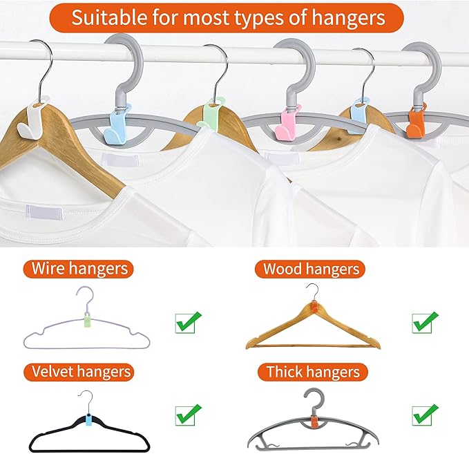 SLMT Space Saving Hanger Extender Hooks 100PCS Clothes Hanger Connector Hooks Closet Organizer for Plastic Hangers