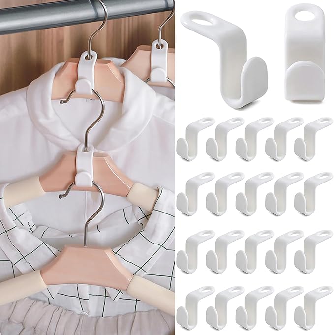 100PCS Clothes Hanger Connector Hooks, Hanger Extender Clips,Cascading Hanger Hooks,Used in Closet Hangers Space Saving and Organizer Closets