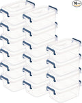 Tribello Small Clear Storage Bins with Lids, Bulk 16-Pack Stackable Plastic Storage Containers for Home Organization – Totes for Closet and Underbed Storage, 2.6 Quarts