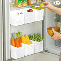 3 Pack Refrigerator Organizer Box, Plastic Refrigerator Side Door Storage Containers, Space-Saving Organizer Bins for Fridge, Refrige Drawers for Fruit and Vegetable (White, S×3)