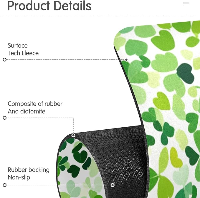 Bright Green Clover St. Patrick Kitchen Sink Splash Guard Sink Faucet Mat Faucet Handle Drip Catcher Drain Mats for Kitchen Bathroom Countertop Absorbent Dish Dry