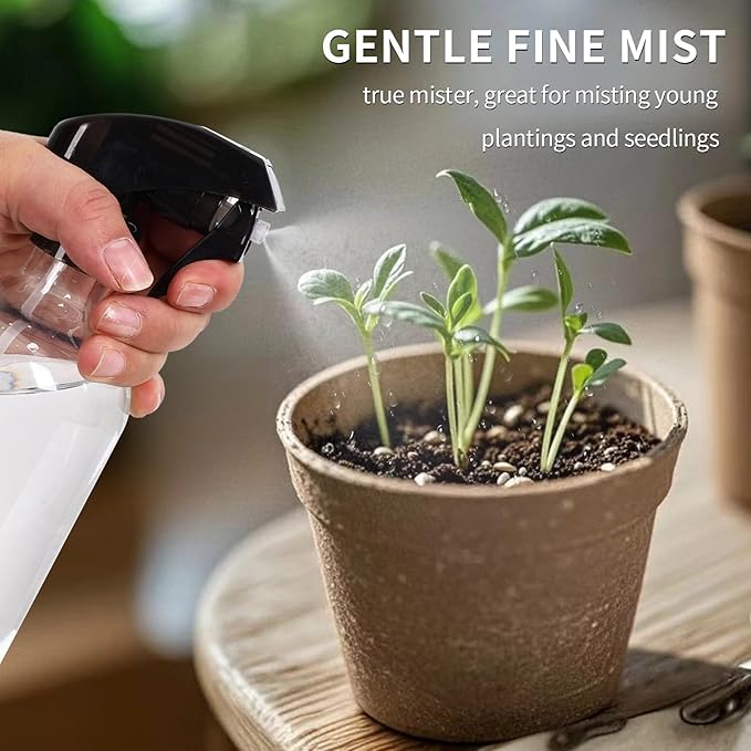 Cleaning Spray Bottles for Plants Misters Inside, 2 Pack 16.9 oz Squirt, Water Spray Bottle Mist Sprayer, No Leak Hair Mister Empty with Adjustable Nozzle (Transparent)