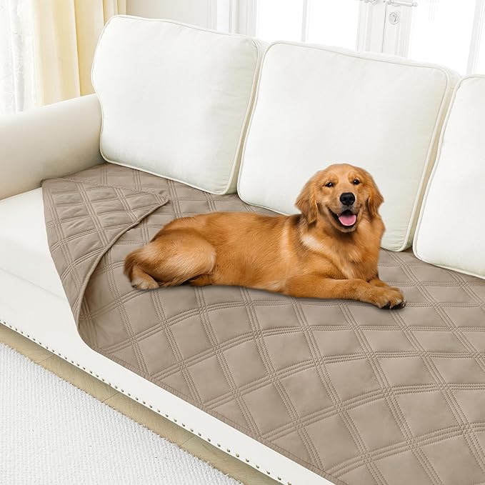 Smiry Waterproof Dog Bed Cover Blanket 40x80, Soft Reversible Pet Blanket, Washable Leakproof Cats Dogs Couch Cover for Sofa, Couch, Furniture, Lattice, Taupe/Taupe