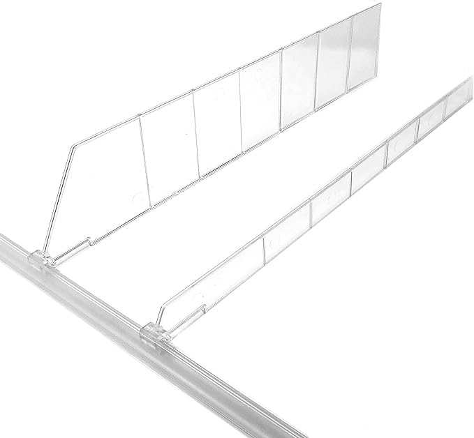 1" H Snap on Adjustable Depth Shelf Dividers for 10" D to 16" D Shelves, 10 Pack