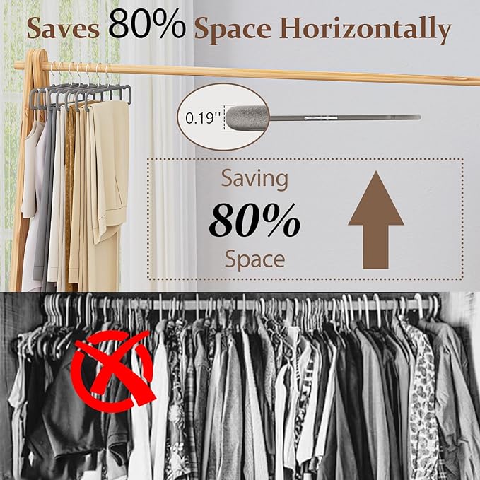 Velvet Felt Pants Hangers 30 Pack – Heavy Duty Space Saving Clothes Hangers with 360° Swivel Hook, Non-Slip Thin Design for Suits, Shirts, Coats, Dresses – Includes 30 Hooks (Gray)