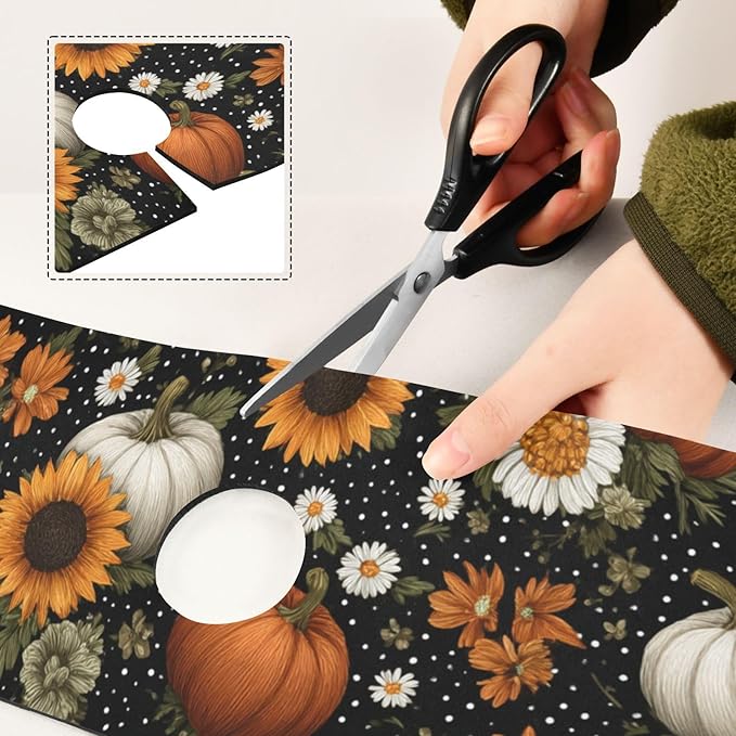 Kitchen Sink Splash Guard 1 PC 14.7 Inch Sink Faucet Mat Splash Guard for Bathroom Countertop Water Absorbent Foldable Cuttable Soft Washable Black Dotty Pumpkins Sunflowers Daisy