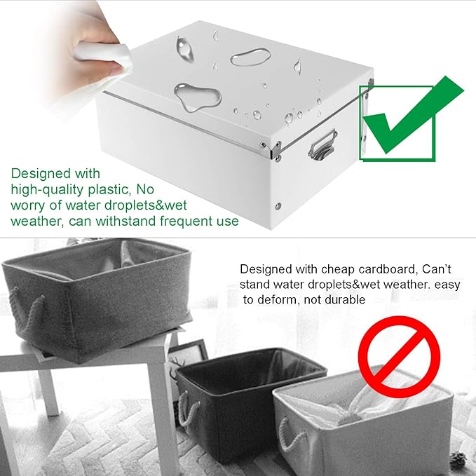SEEKIND Decorative Storage Boxes with Lids,Water-Proof Storage Bins for Shoes,Clothes,Office …
