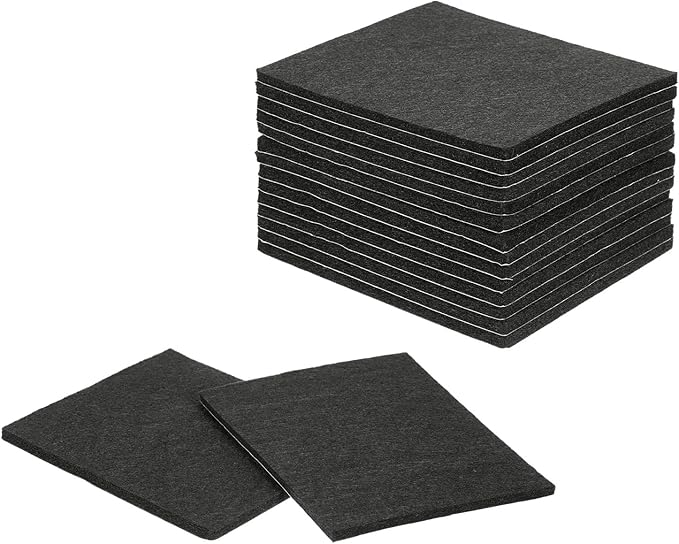 uxcell Felt Furniture Pads, 16Pcs 5.12" x 4.49" Adhesive Backed Felt Non-Slip Anti-Scratch Chair Leg Protectors for Protecting Hardwood Floor, Black